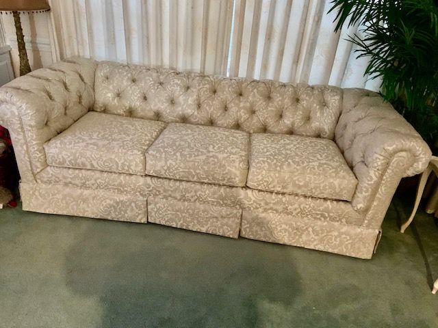 Tufted sofa after completion